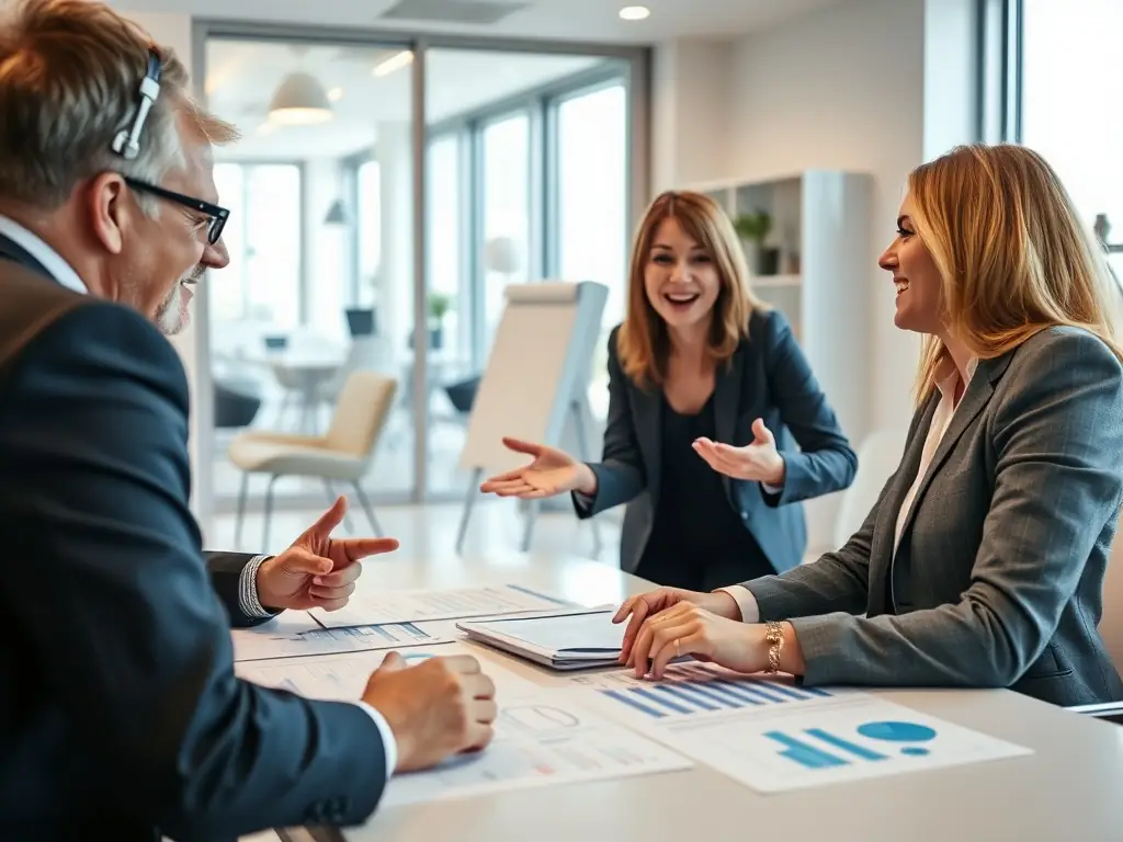 A consultant advising a client, showcasing the strategic financial planning and business growth advice provided.