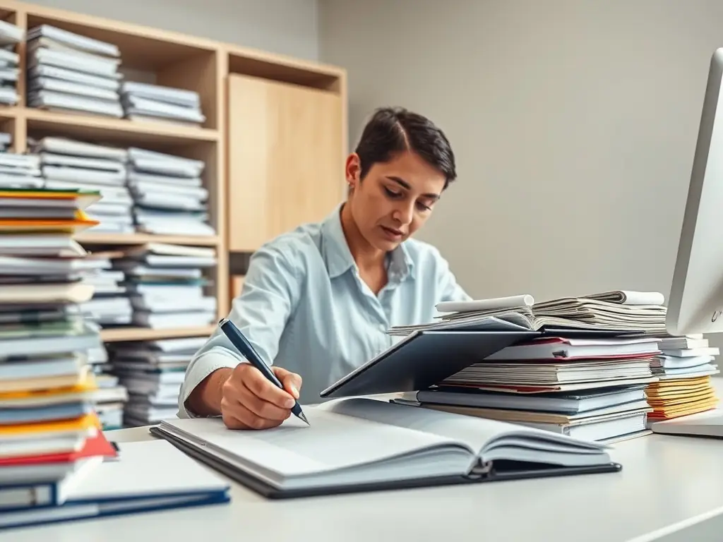 A close-up shot of a meticulously organized ledger, highlighting the precision and detail involved in bookkeeping, with a soft, professional lighting.