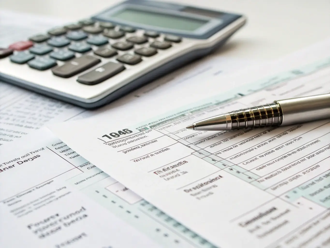 A close-up shot of a tax form being filled out with a pen, highlighting key sections and financial figures. The image emphasizes attention to detail and accuracy in tax filing.